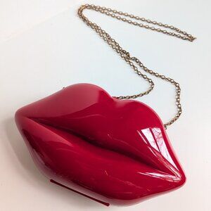 Red Lips Acrylic Crossbody Bag Elegant Ladies Evening Clutch Bag
